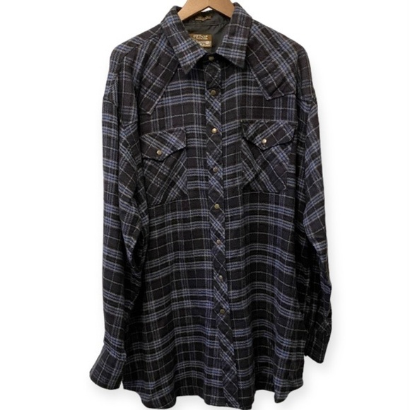outlaw western wear Other - Outlaw 2XLT Western Wear Flannel Mens Shirt Blue Gray Snaps Closure Cowboy Shirt